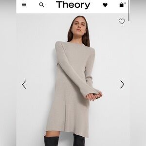 Theory Moving Rib Dress in Empire Wool Oatmeal beige color soft & comfortable